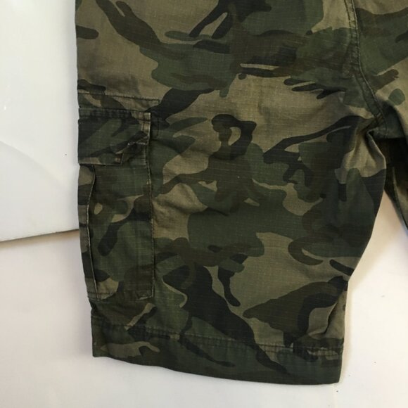 Camouflage Cargo Long Shorts Men's 34 Green Zipper Fly 100% Cotton Army - Picture 10 of 14